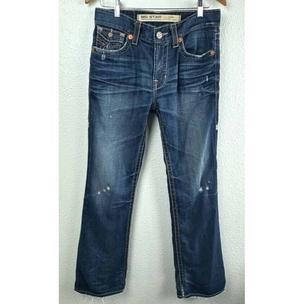 Big Star Jeans Mens 30R Pioneer Boot Big Logo Dark Wash 32" Inseam Hip Hop